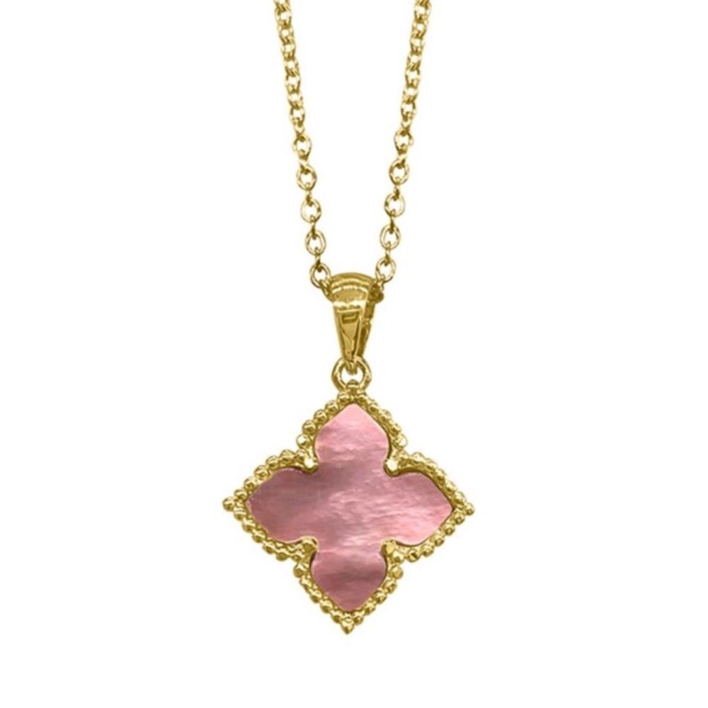 14k Yellow Gold Plated-Pink Mother of Pearl NWT